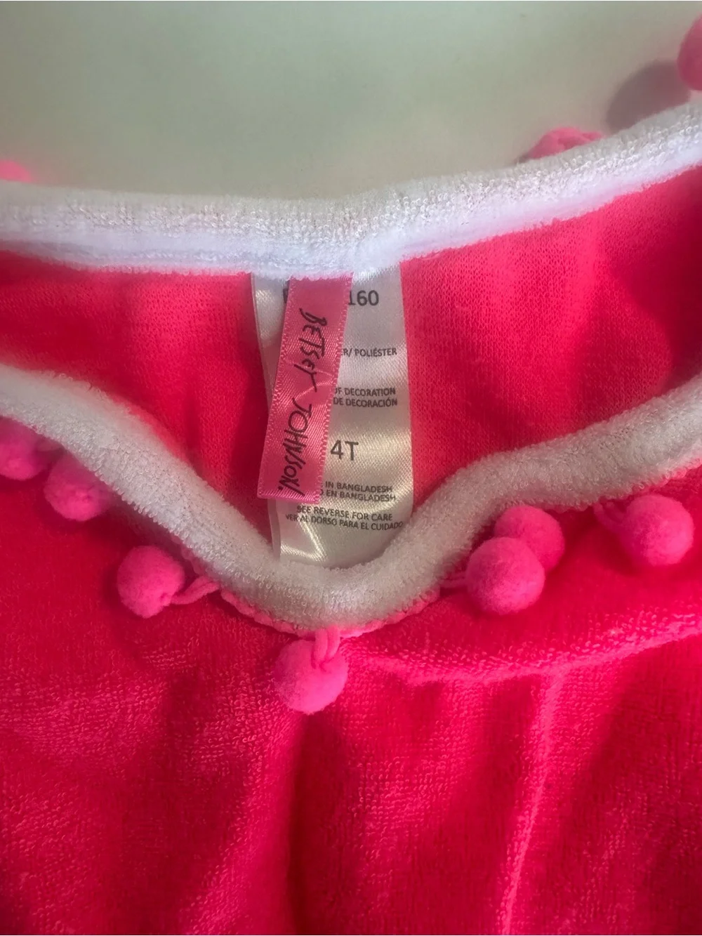 Betsey Johnson Kids Hot Pink Swim Coverup with White Trim